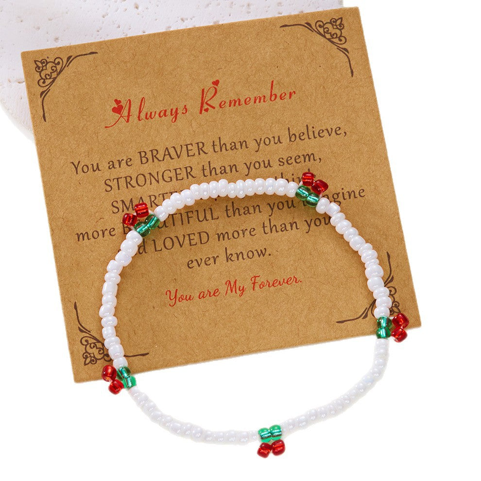 Wholesale Rice bead  red cherry bow bracelet