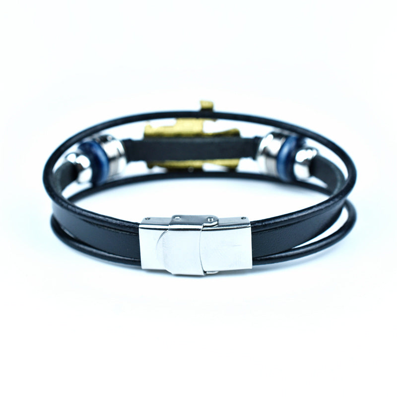 Wholesale Alloy American Independence Day Genuine Leather Bracelet