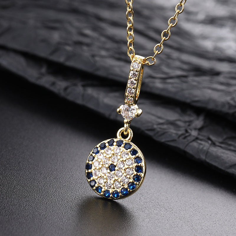Wholesale Chic Demon Eye Pendant Necklace Copper Electroplated O Shaped Chain Stylish Jewelry Accessory For Boutique Resale