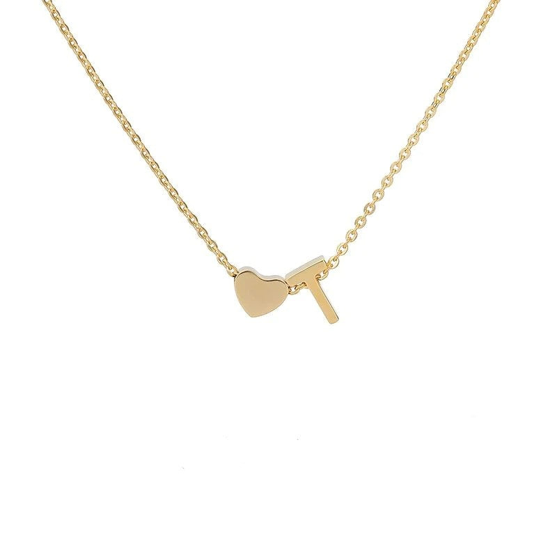 Wholesale Trendy Heart Letter Love Necklace Titanium Steel Gold Inlaid Fashion Jewelry Accessory