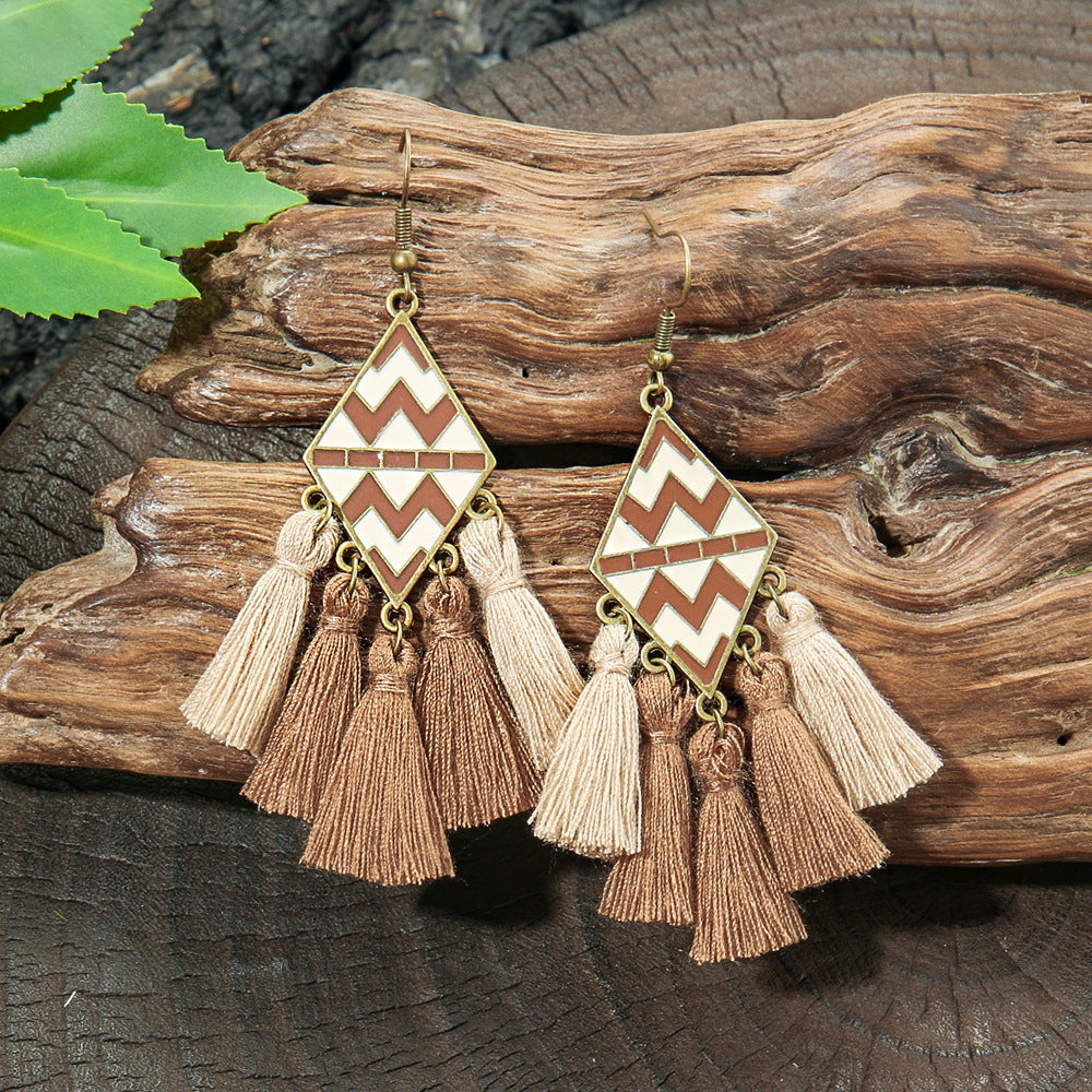 Wholesale Bohemian Hand-Woven Tassel Earrings for Everyday Wear Fashion Accessory