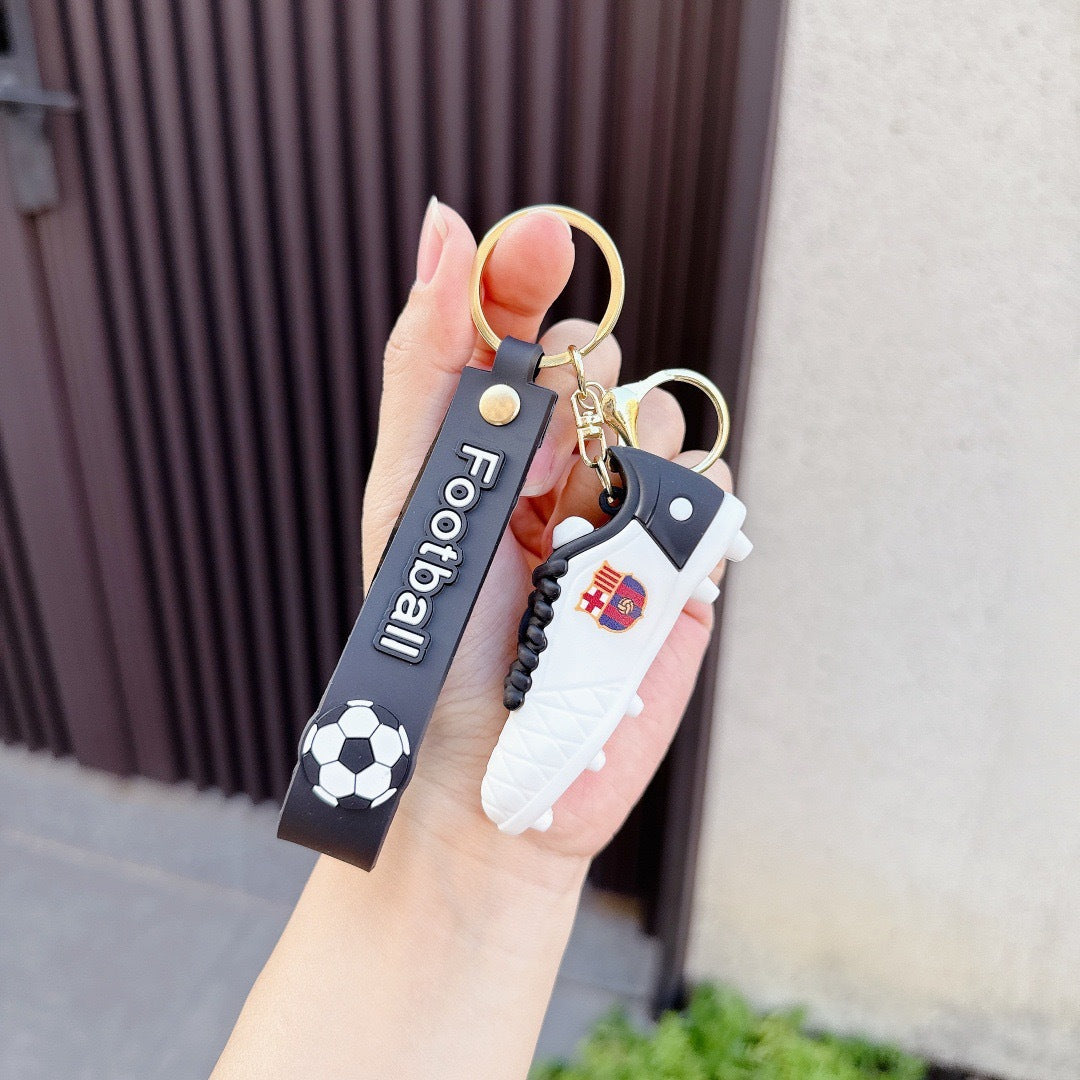 Wholesale PVC Soccer Shoe Keychain Pendant Trendy Gift for Football Fans Car Key Accessory