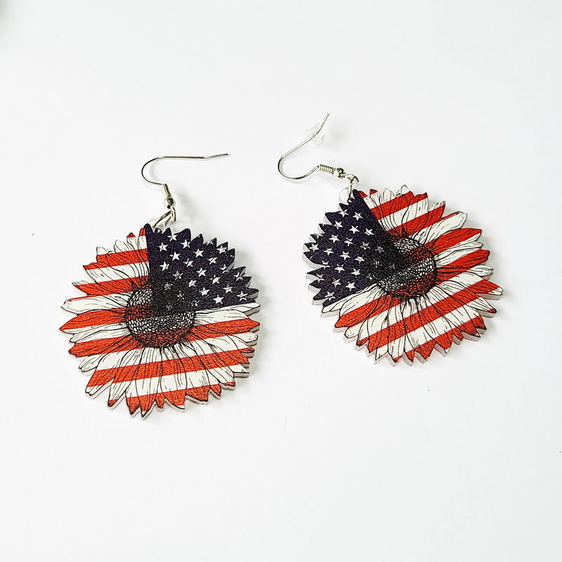 Wholesale American Independence Day Sunflower Donut Butterfly Acrylic Earrings ACC-ES-XP003