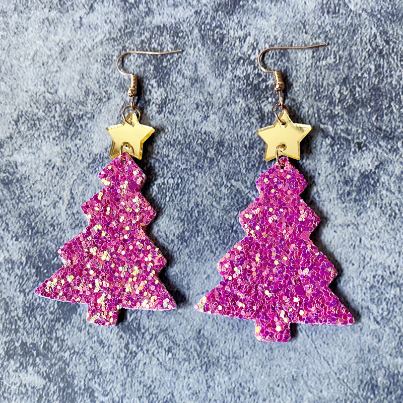 Wholesale Christmas flash earrings  leather acrylic  earrings