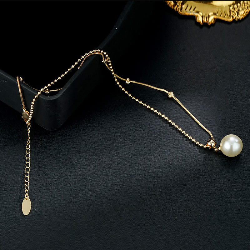 Wholesale Light luxury 18 real gold plating clavicle chain Necklaces