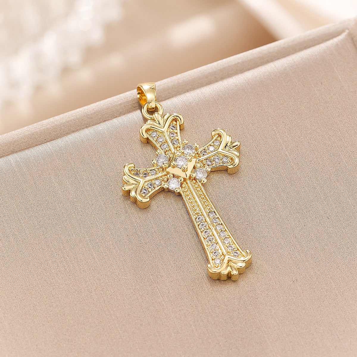 Wholesale Cross Pendant Necklace with Zircon Accent Trendy Jewelry Boutique Resale