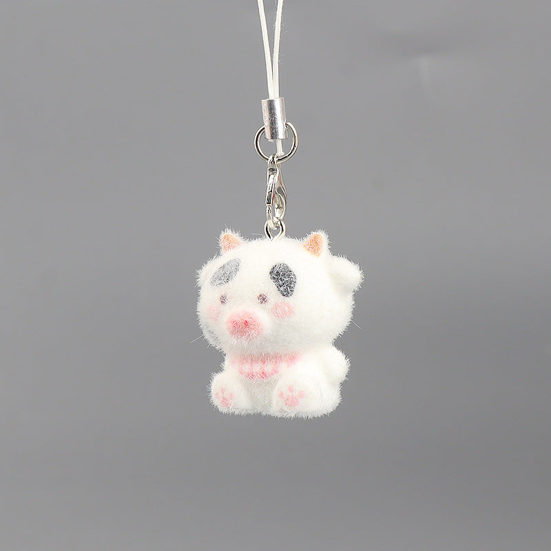 Wholesale Able flocked cow keychain