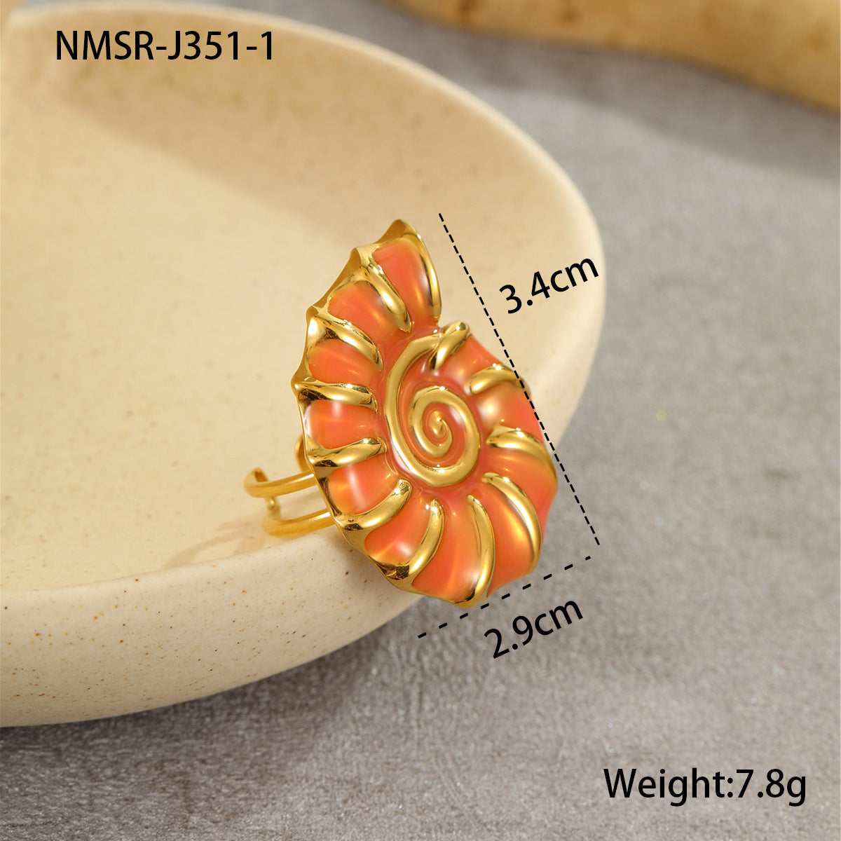 Wholesale  Marine Style  Conch Colorful Oil Dripping Stainless Steel Earrings Rings