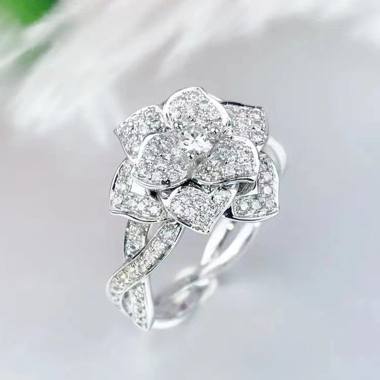 Wholesale Copper diamond-set rose zircon ring