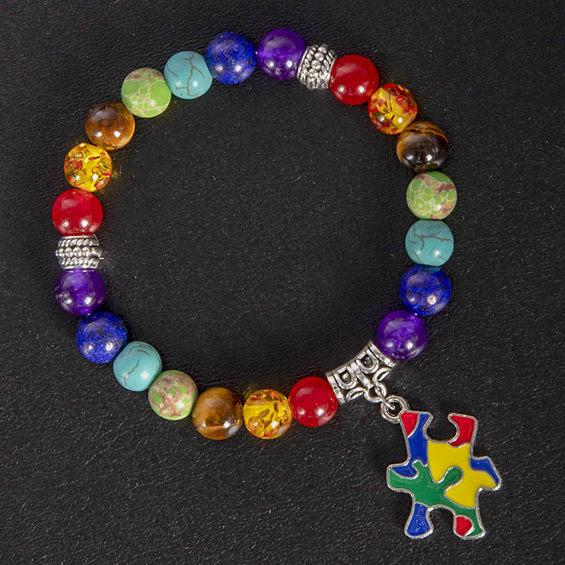 Wholesale Natural Agate Yoga Bracelet with Ribbon Pendant,  Unisex Everyday Jewelry