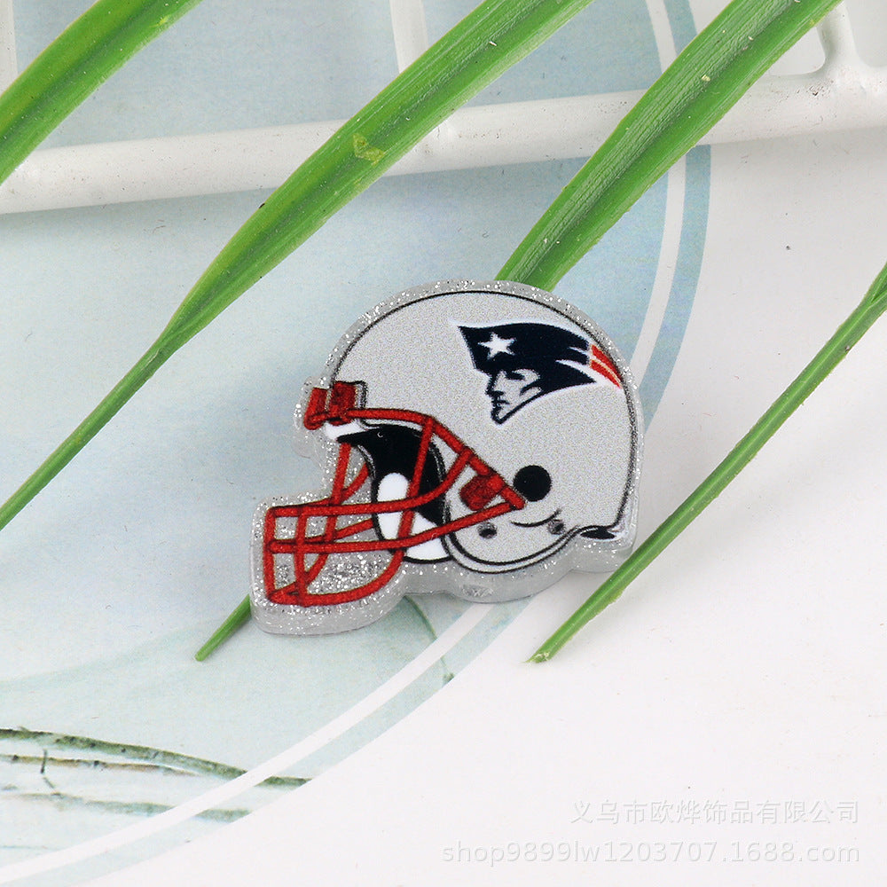 Wholesale 5pcs Acrylic Rugby Straight Hole Cartoon Beads