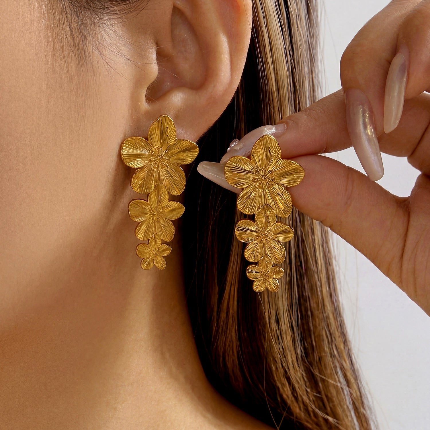 Wholesale Stainless Steel Fashion Earrings Leaf Flower Geometric Design Jewelry Accessory for Women Gift Boutique