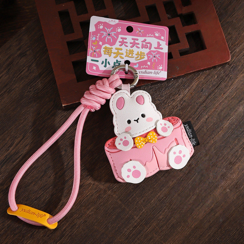 Wholesale Mid Autumn Rabbit Mooncake Leather Keychain Bag Charm Fashion Accessory Gift For Couples