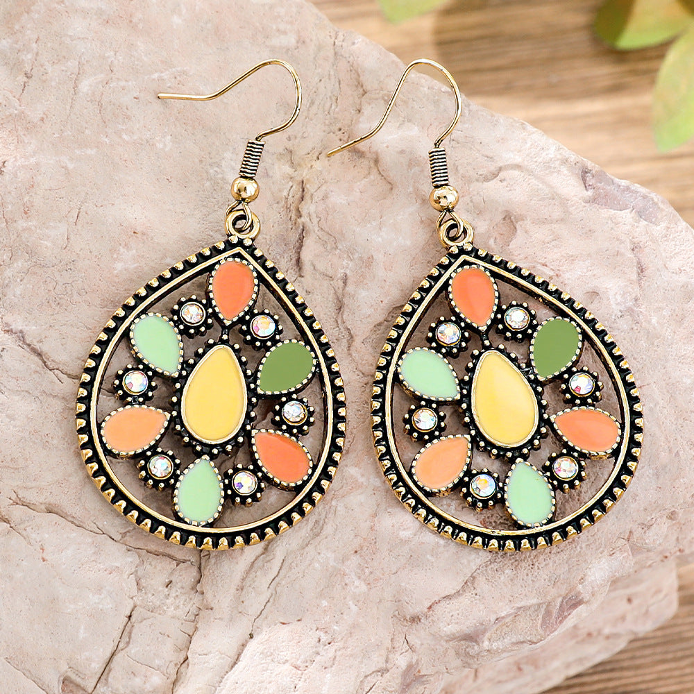 Wholesale Bohemian Retro Circular Antique Silver Tassel Earrings Tibetan Style Ethnic Zinc Alloy Jewelry Accessory Gift