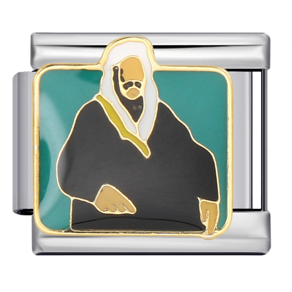 Wholesale Italian Charm Bracelet 9mm DIY Splicing Removable Arabic Culture Stainless Steel Composable Bracelet