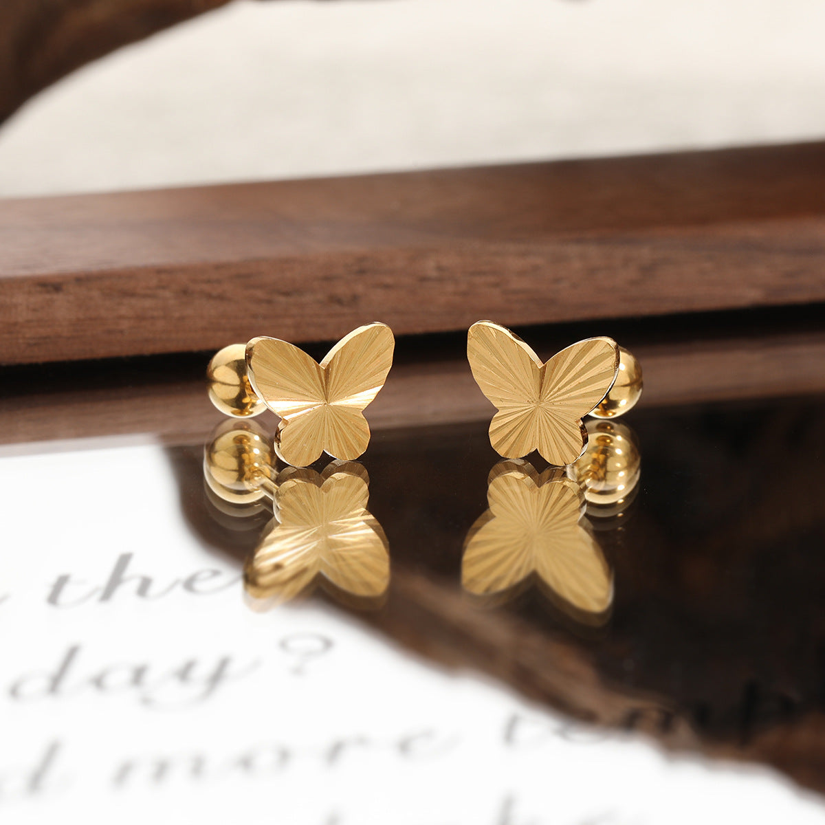 Wholesale Butterfly Ear Nail Fashionable Personalized Simple Titanium Steel Earrings