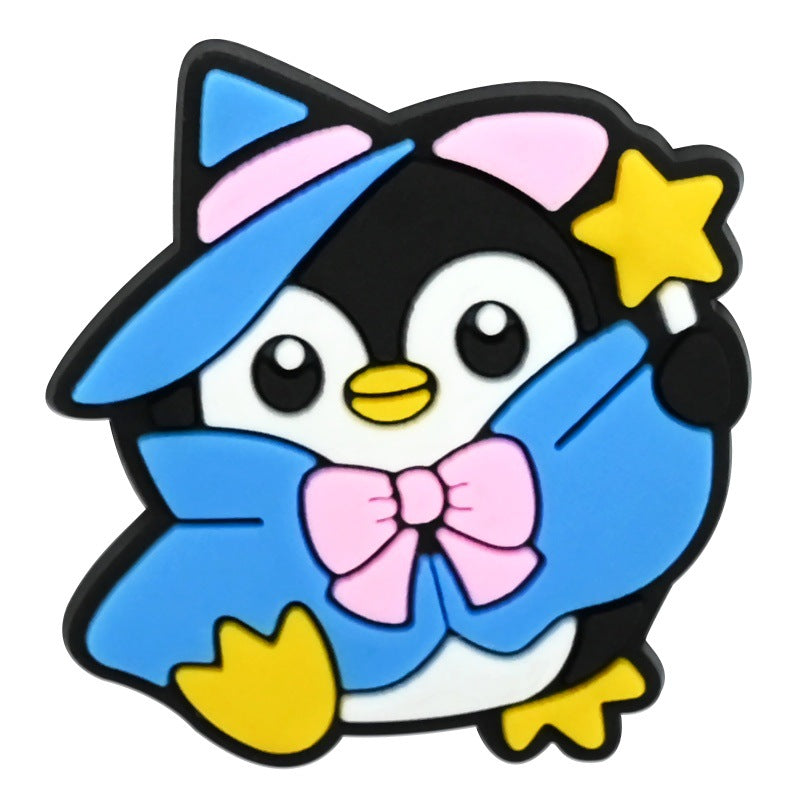 Wholesale   Random 100pcs Creative Cartoon Penguin Series PVC Soft Rubber Shoe Buckle Decoration