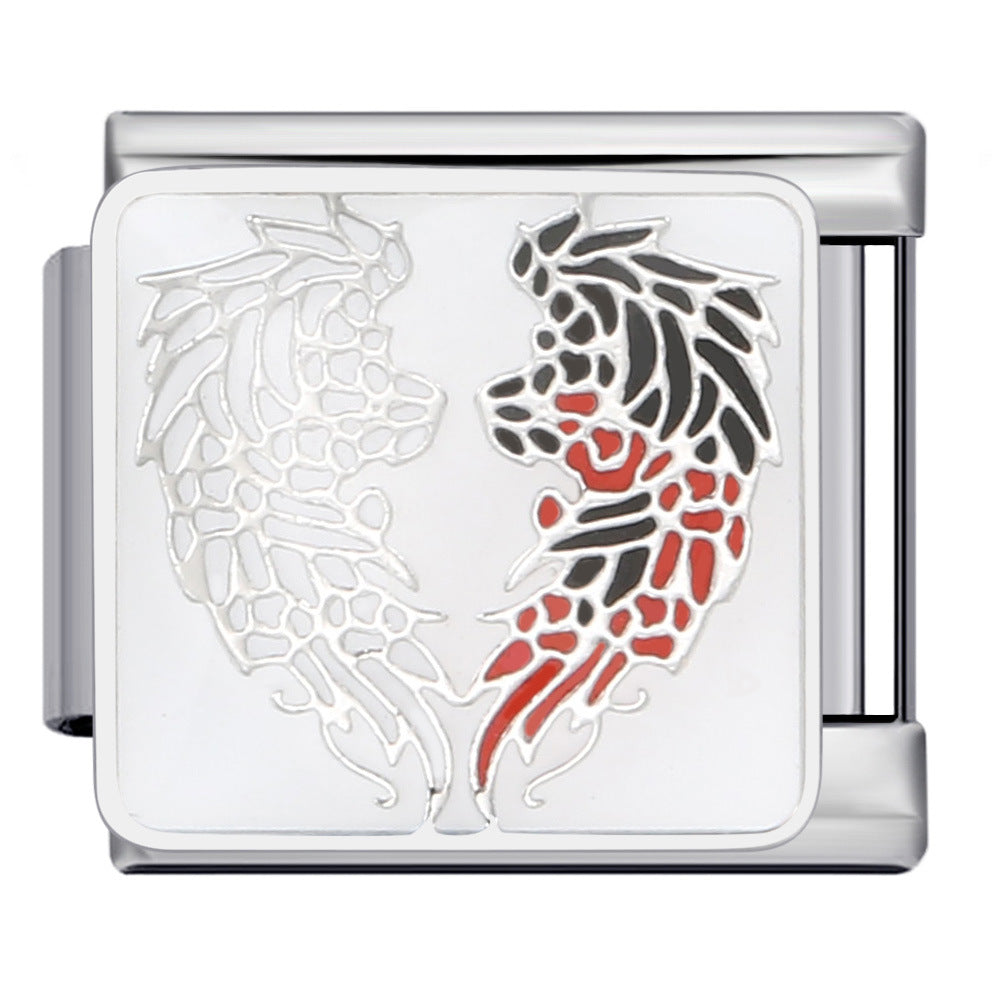 Bracciale modulo italiano all'ingrosso Bracciale a goccia d'olio placcato oro con saldatura in acciaio al titanio fai da te