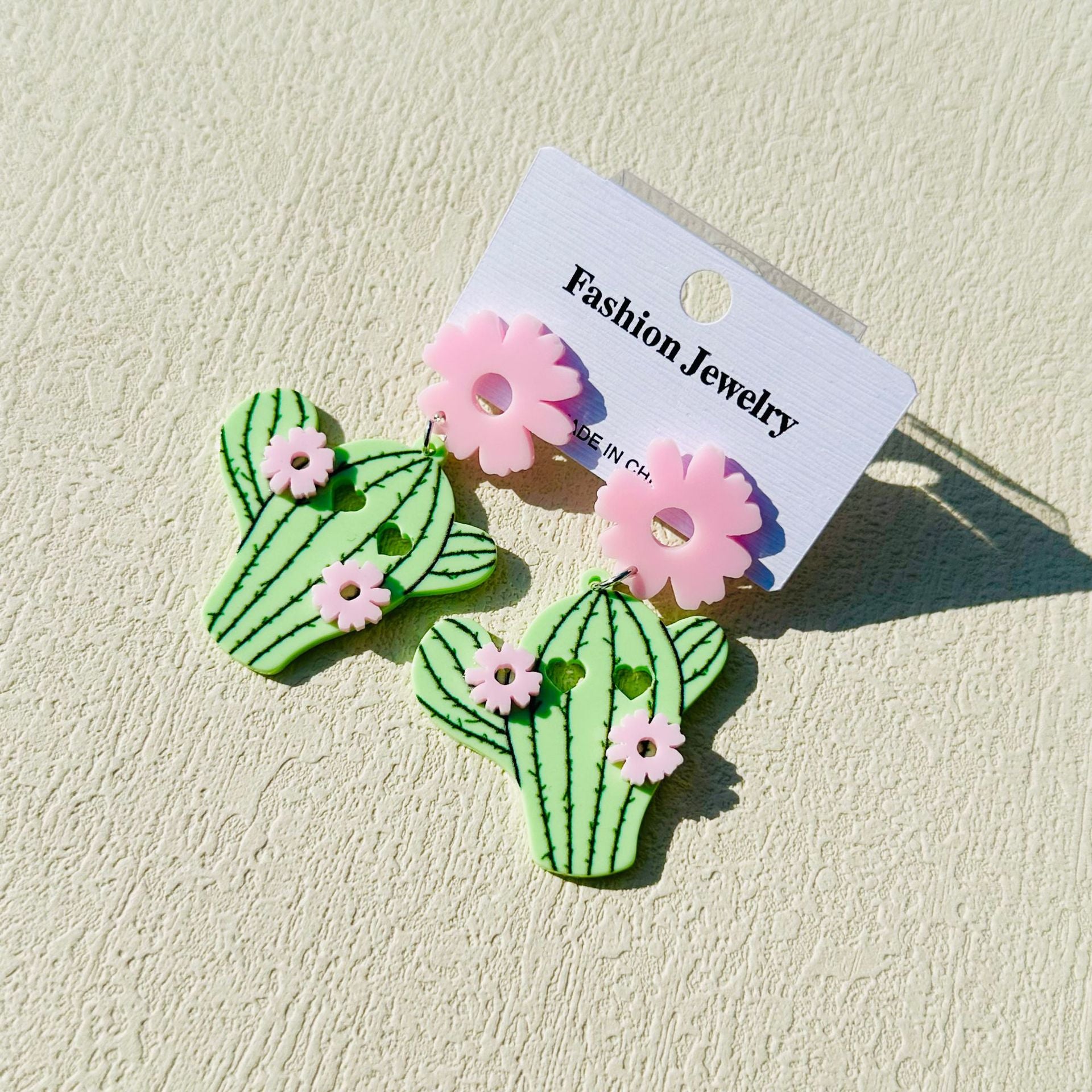 Wholesale Flower Cactus Acrylic Earrings Cute Earrings ACC-ES-ChiCha001