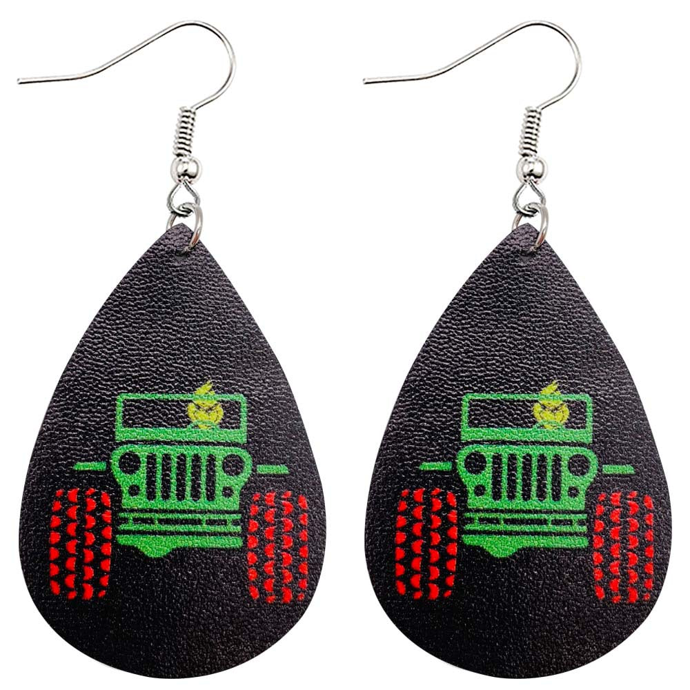 Wholesale Christmas Green Frog Leather Earrings ACC-ES-ChenY038