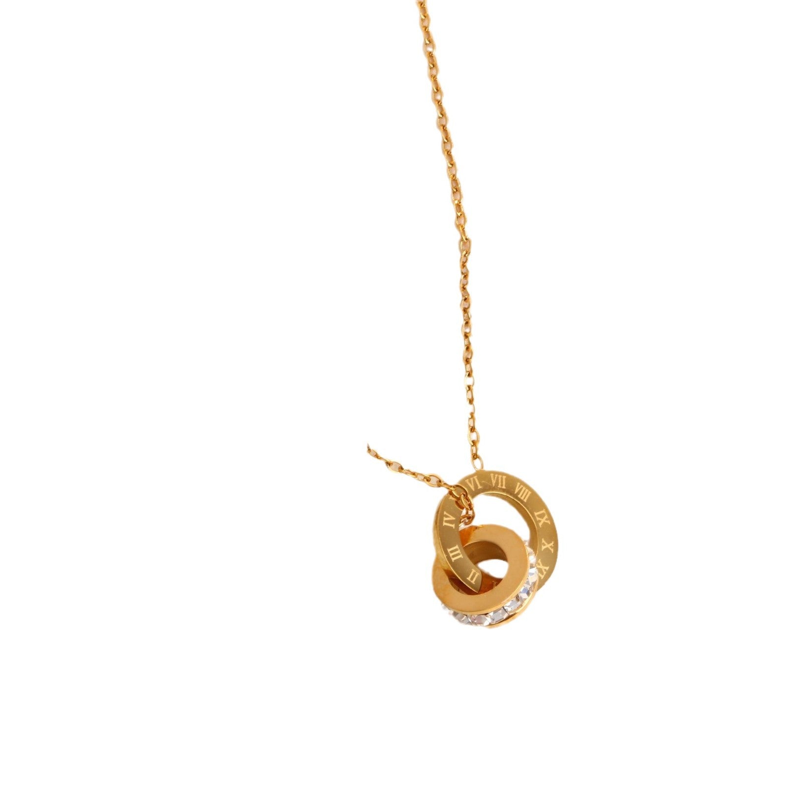 Wholesale stainless steel double-ring phase buckle necklace