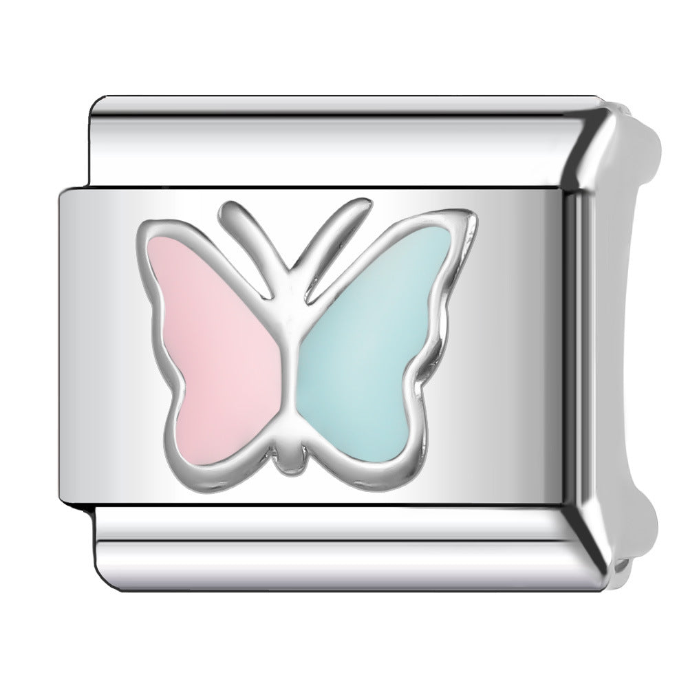 Wholesale Italian Charm Bracelet 9mm DIY Splicing Butterfly Stainless Steel Composable Bracelet