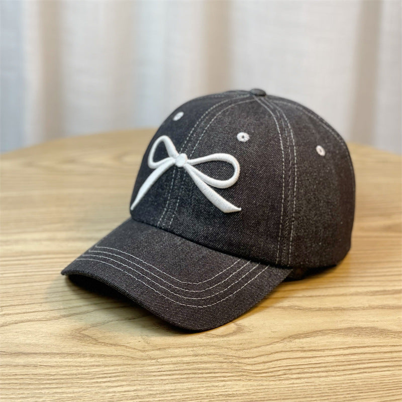 Wholesale Bow Denim Baseball Cap Peaked Cap Hat ACC-HT-RuYi001