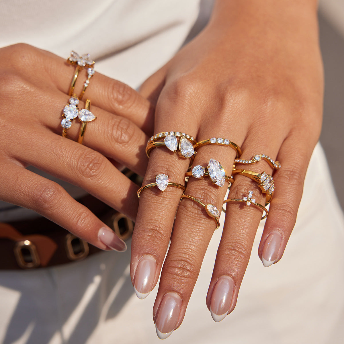 Wholesale Stainless steel rhinestone ring