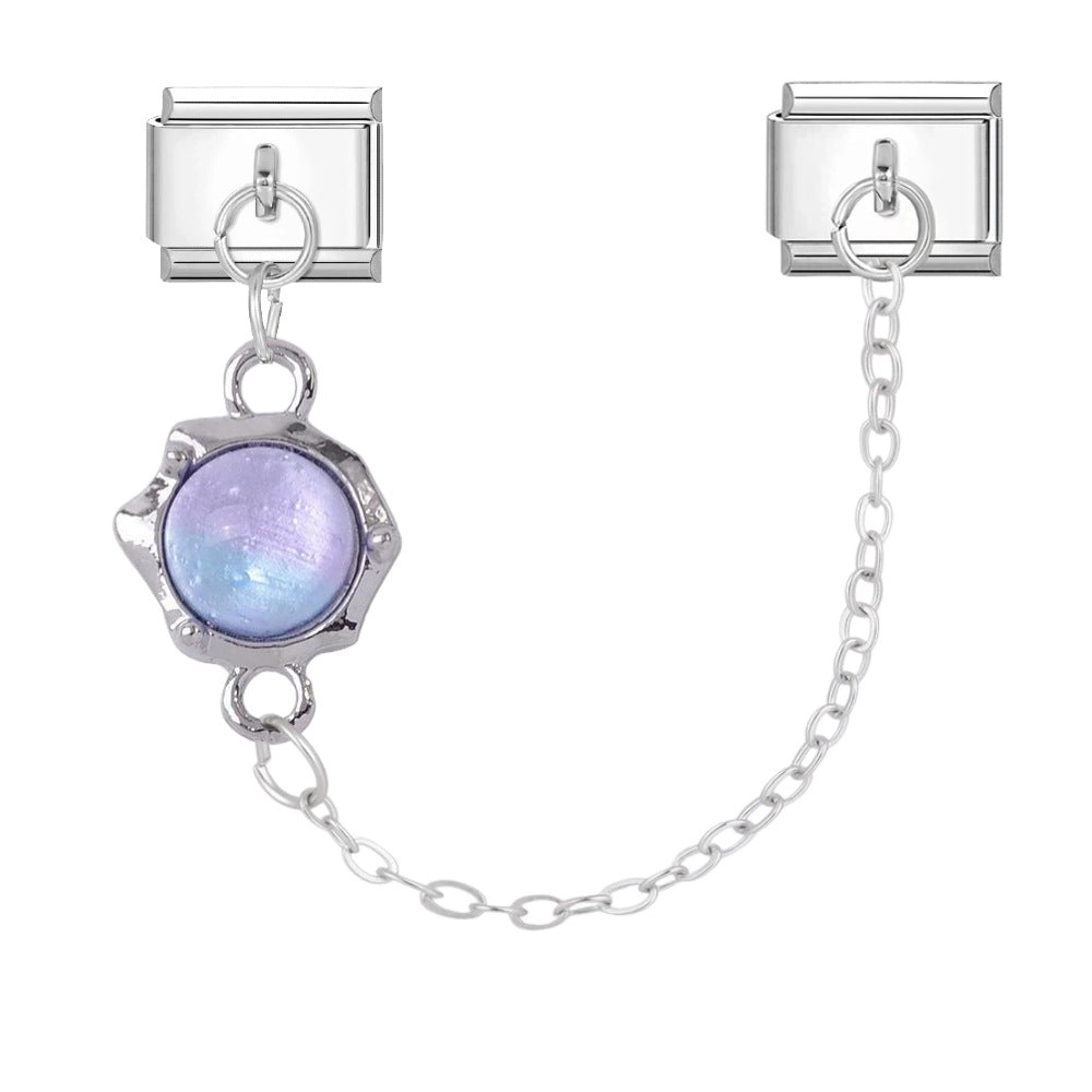 Wholesale Titanium Steel Modular Bracelet Watch Strap DIY Moonstone Pendant Trendy Jewelry Accessory for Everyday Wear