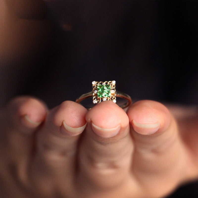 Wholesale Christmas Square Cut Zircon 18k Open Ring