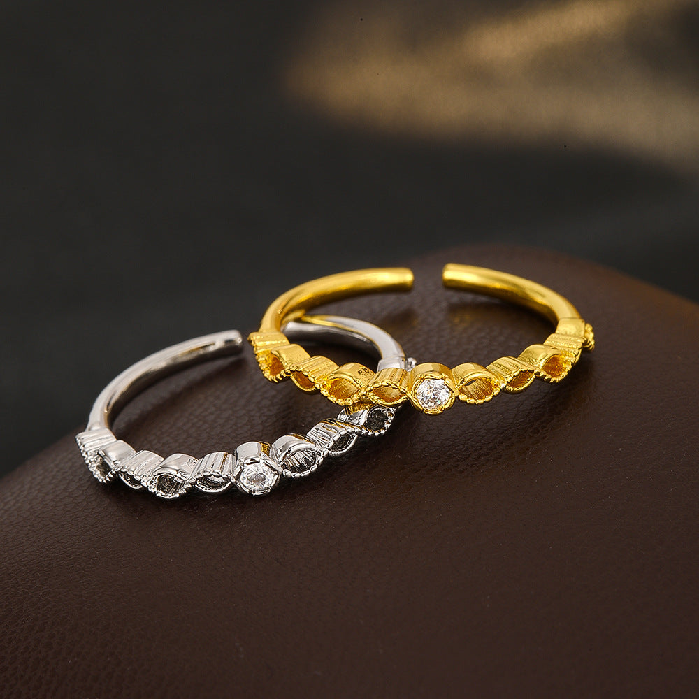 Wholesale Stylish New Chinese Style Hollow Gourd Ring For Women Gold Tone Alloy Jewelry Gift