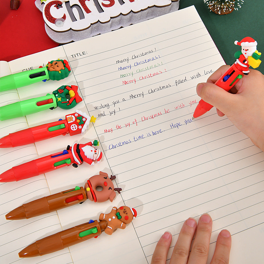 Wholesale Cute cartoon Christmas four-color ballpoint pen