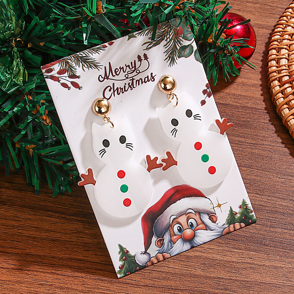 Wholesale  Acrylic Cute Cat Gingerbread Man Snowman Earrings