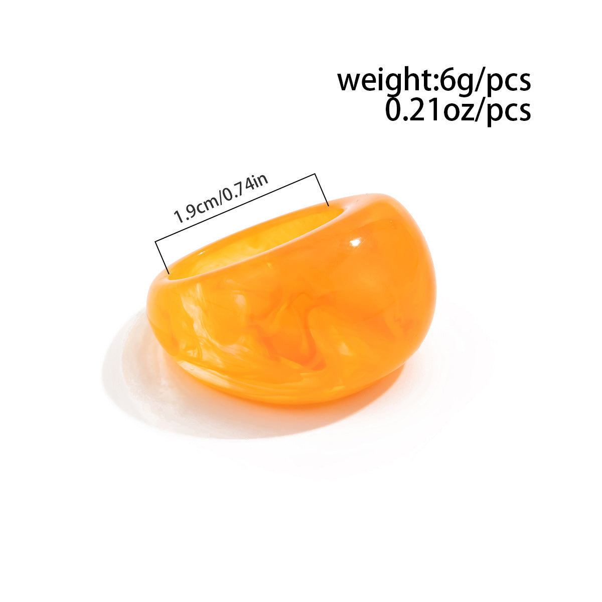 Wholesale Stylish Resin Stackable Ring Amber Gradient Ice Effect Curved Wide Band For Women