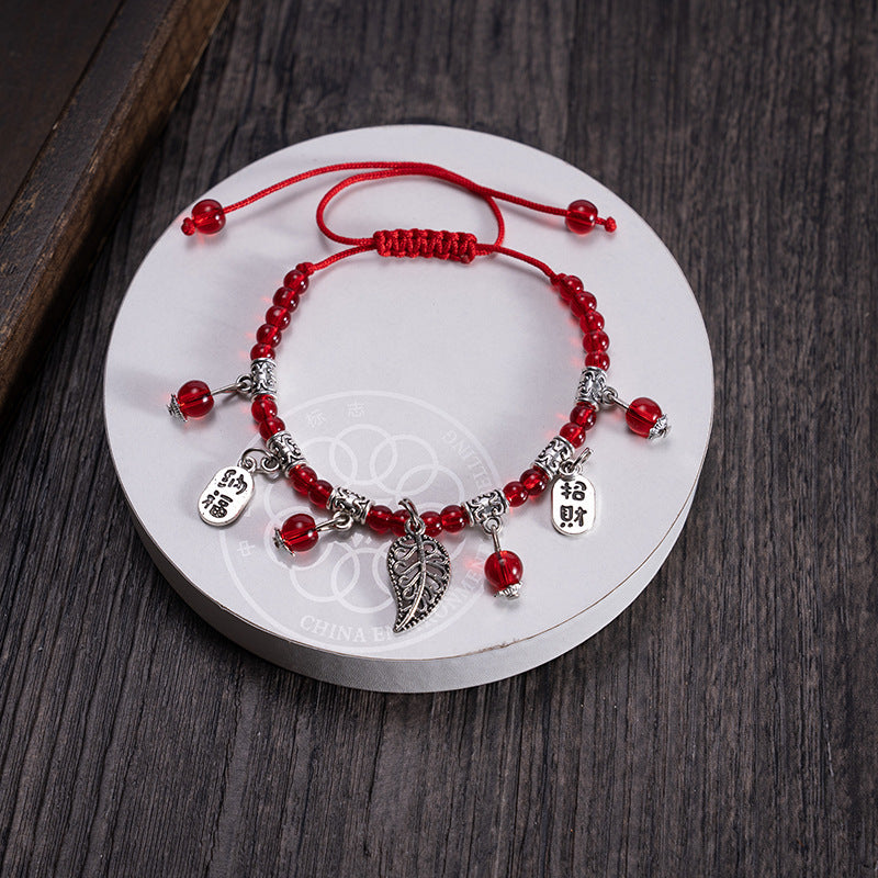 Wholesale Ethnic Tibetan Silver Red Bead Bracelet Anklet