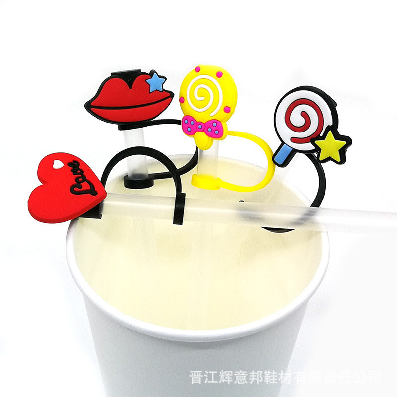 Wholesale 10PCS 7-8mm BOO Creative Silicone Straw Tube Cap Straw Decoration