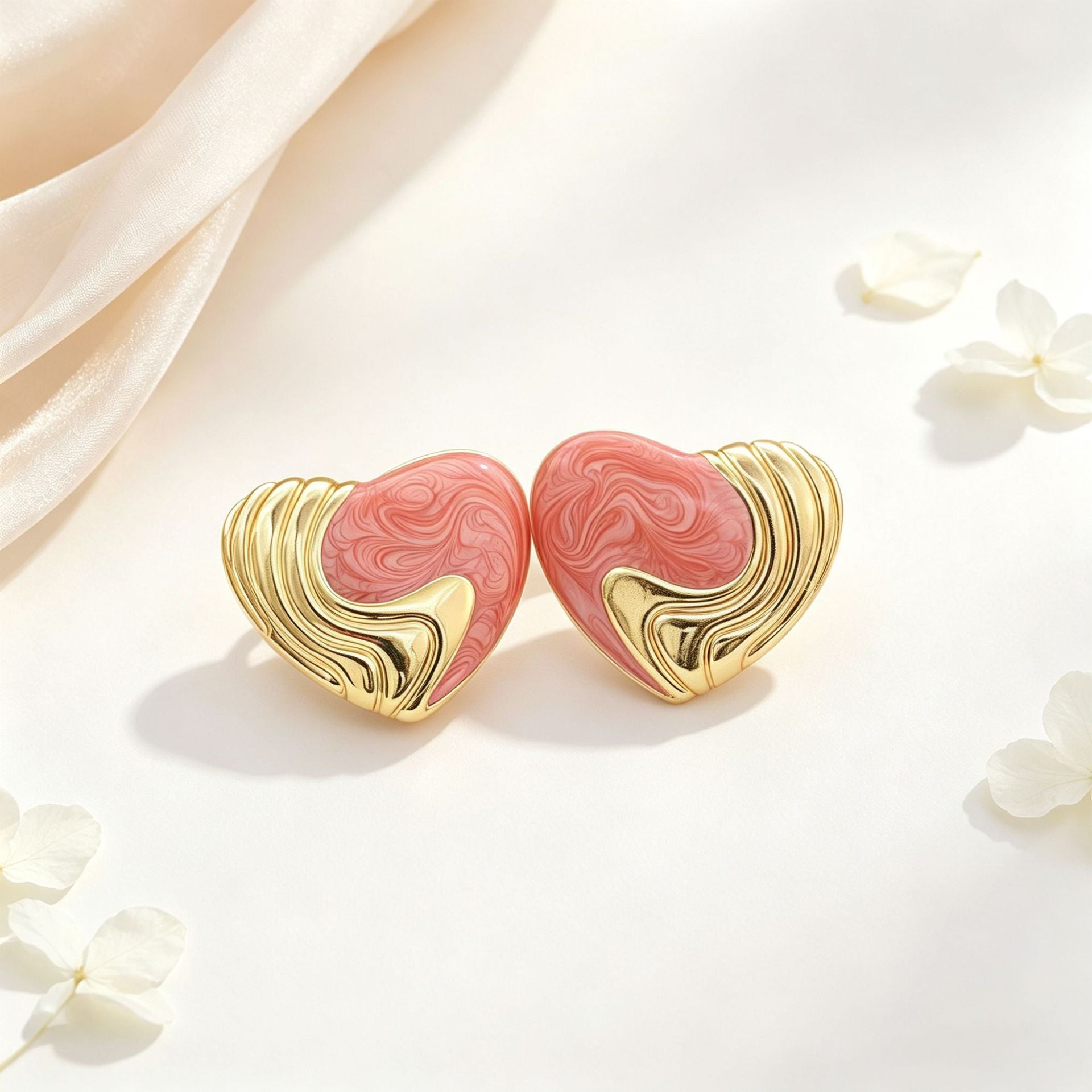 Wholesale Electroplated Stainless Steel Heart Enamel Drop Earrings Women' s Stylish European Fashion Jewelry Gift Boutique Resale