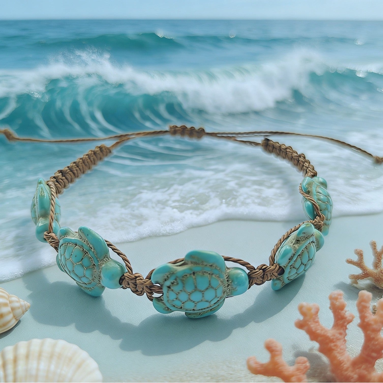 Wholesale Handmade Beach Vacation Style Turtle Cord Bracelet Adjustable Unisex Couple Jewelry Fashion Accessory