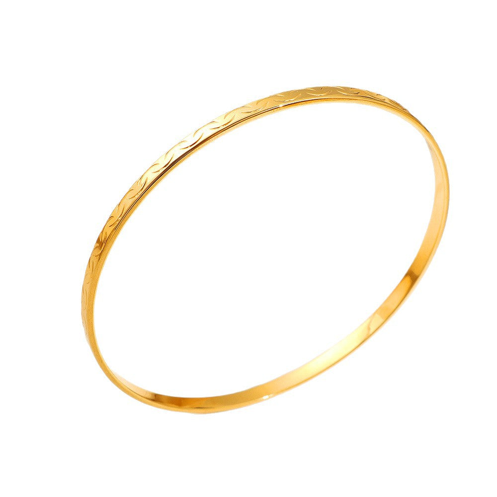 Wholesale Stylish Titanium Steel Slim Bangle with Patterned Smiley Face Design