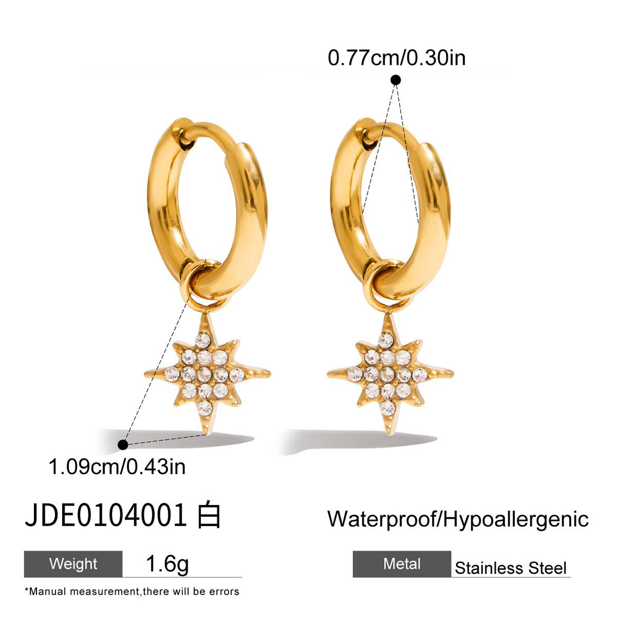 Wholesale Stainless steel rhinestone earrings light luxury earrings