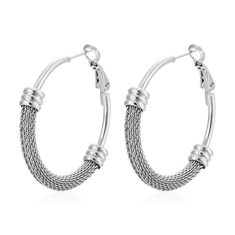 Wholesale Stainless Steel Gold-Tone Mesh Chain Twist Earrings for Everyday Wear