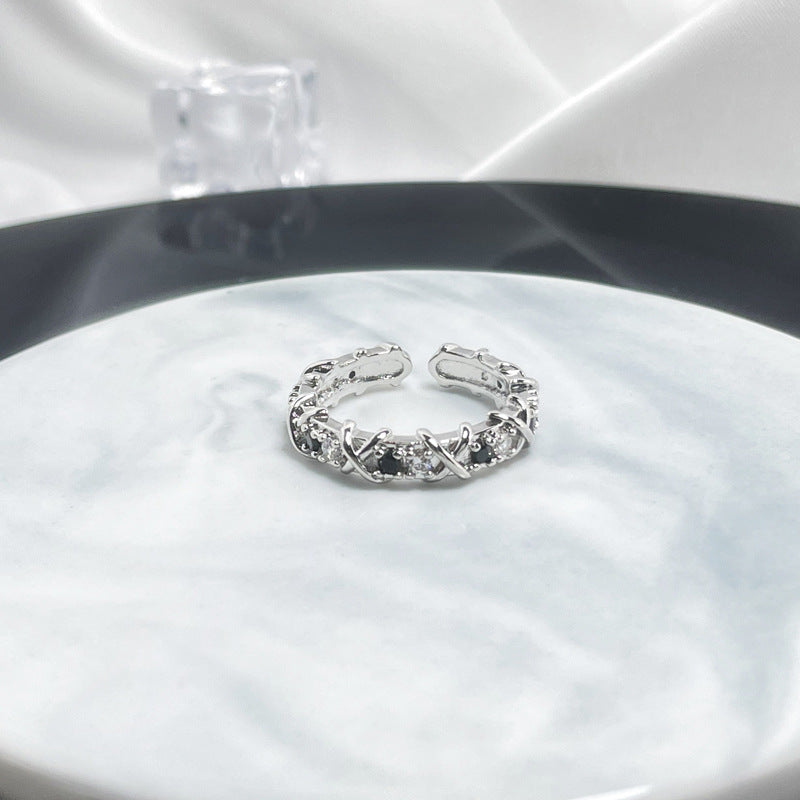 Wholesale light luxury cross multi-color zircon design ring