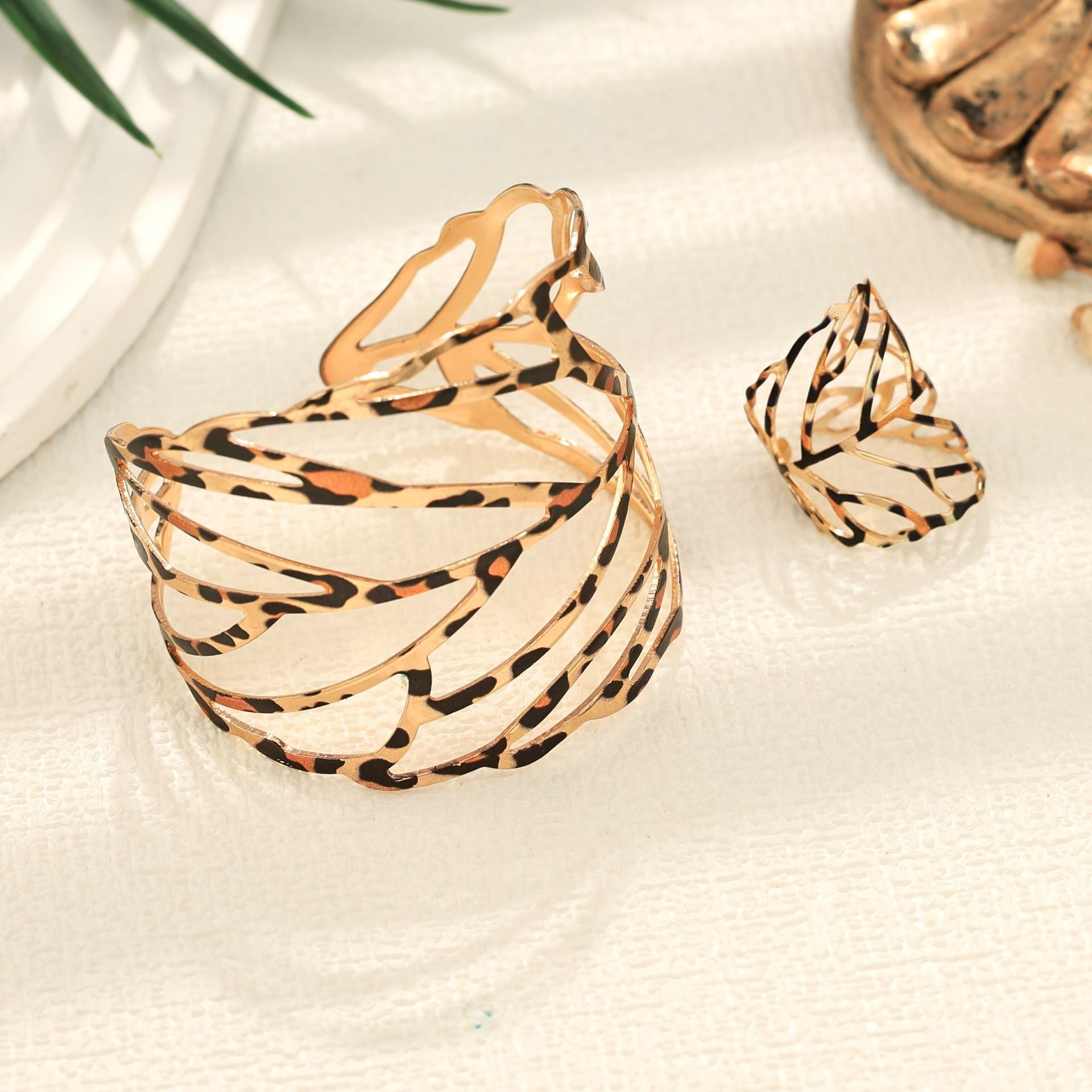 Bracelet en gros léopard à imprimé léopard