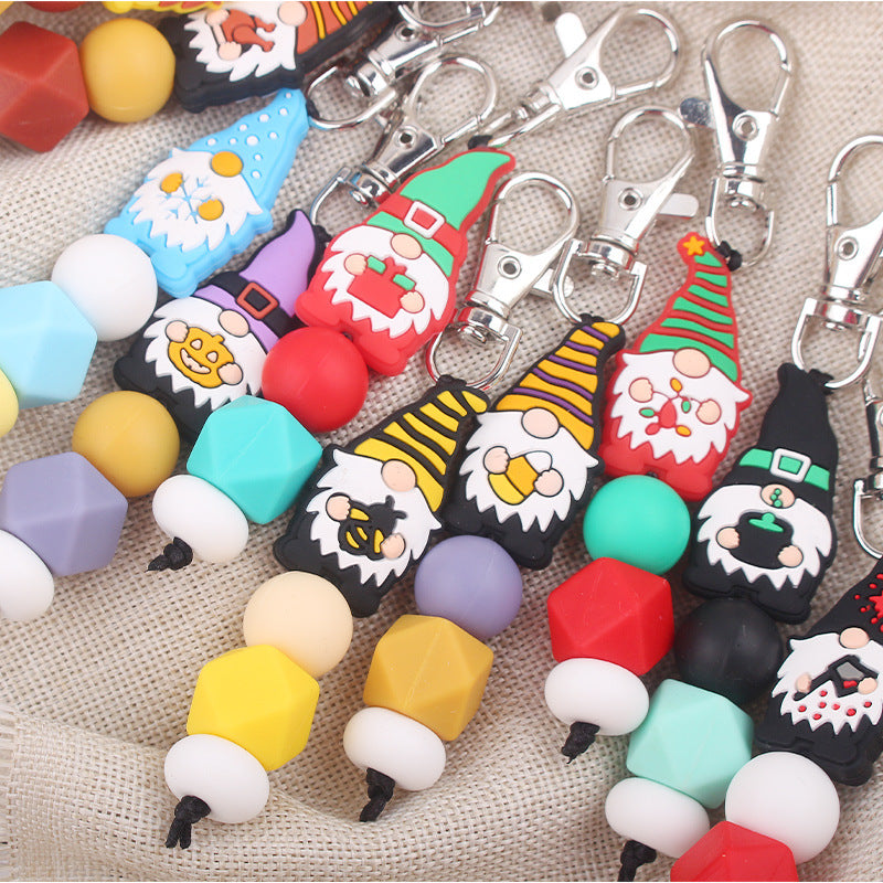 Wholesale Cartoon Christmas Silicone Beaded Keychain ACC-KC-GuangTian089