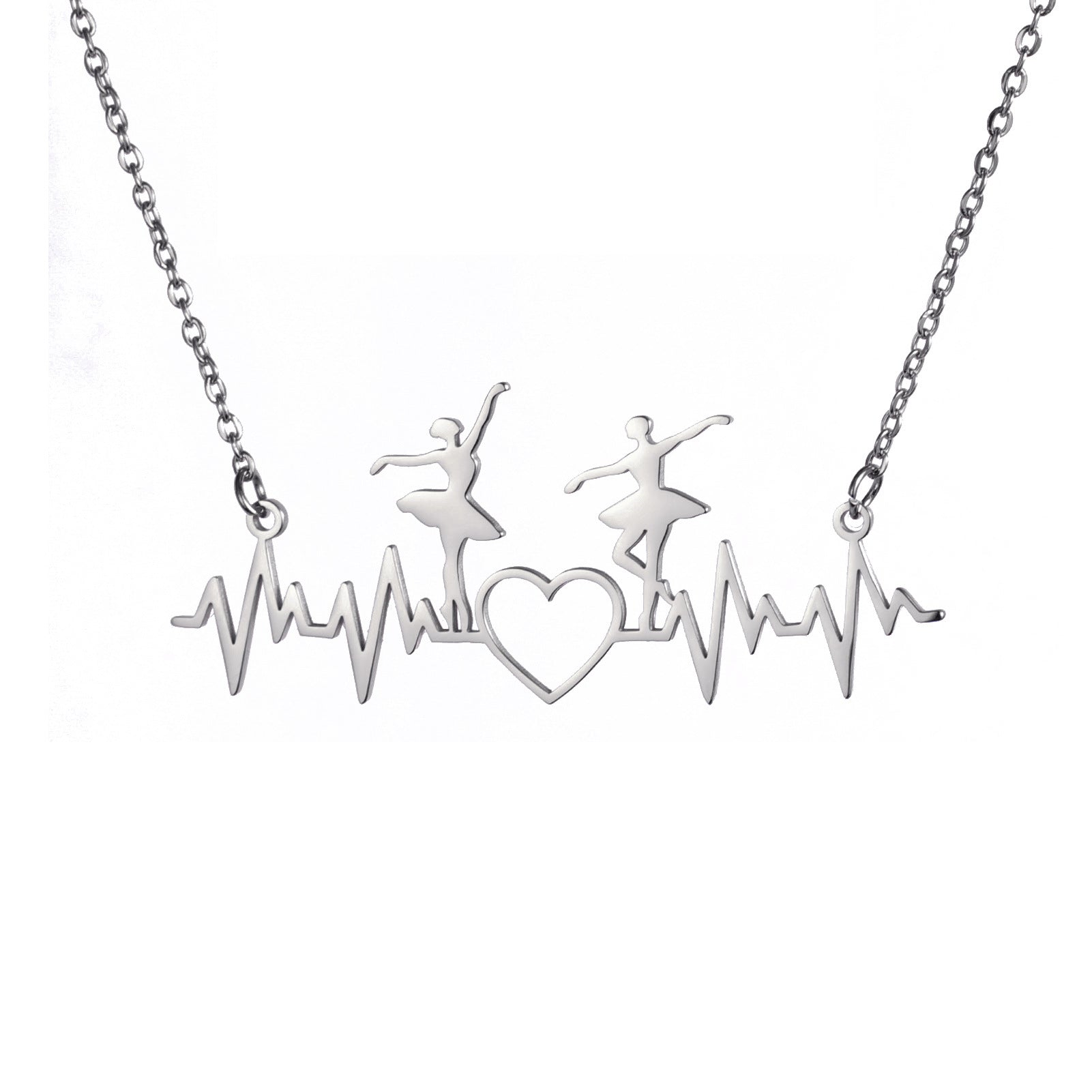 Wholesale Ballet Dancer Girl Heartbeat Necklace Stainless Steel Necklace ACC-NE-GeXiang006