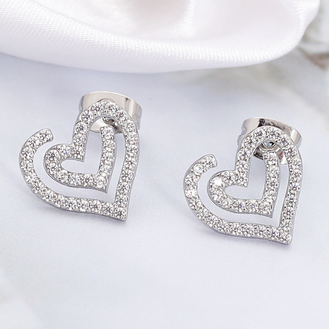Wholesale Stainless steel earrings with zircon settings