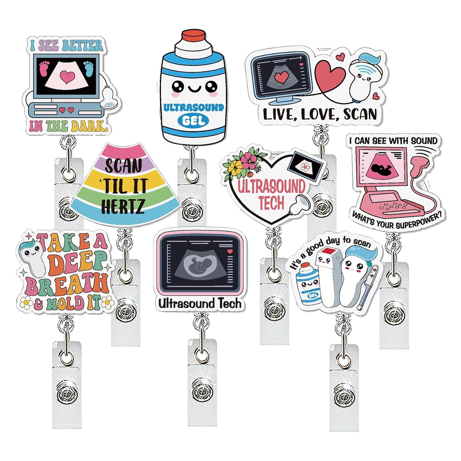 Wholesale Acrylic Retractable Badge Reel with Doctor Nurse Cartoon Design for Clinic Use