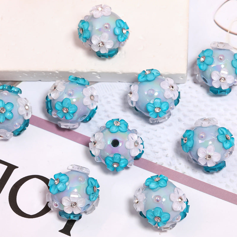 Wholesale of 5pcs Beaded Pen Accessories Pearl Flower Acrylic Beads ACC-BDS-BLG014