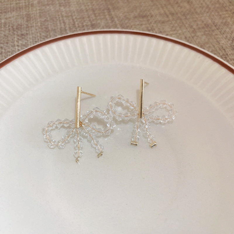 Wholesale electroplated silver needle zircon pearl flower heart earrings