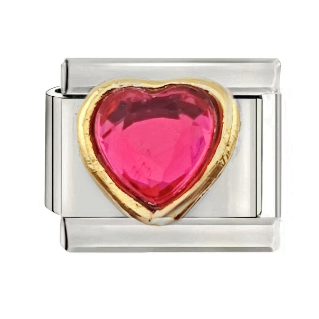 Wholesale Italian Charm Bracelet 9mm DIY  Heart-Shaped Gemstone Series Creative Stainless Steel Composable Bracelet